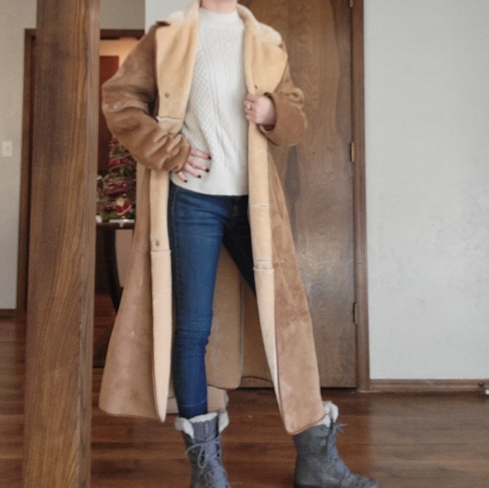 LONG BROWN COAT, FAUX, SUPER WARM, AND SOFT